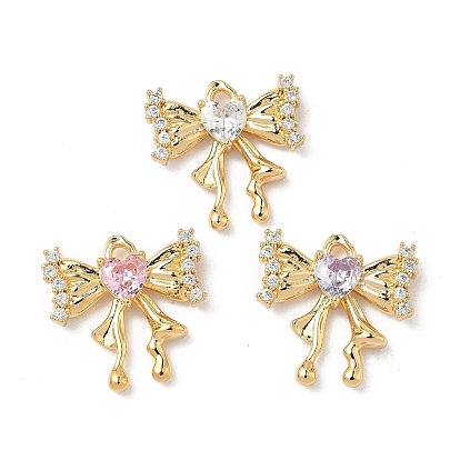Латунные микро проложить кубического циркония подвески, бантом, реальный 18 k позолоченный