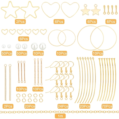 SUNNYCLUE DIY Imitation Pearl Dangle Earring Making Kits, Glass Pearl Beads Strands and Tibetan Style Alloy Charms, Brass Earring Hooks & Jump Rings & Pins & Links