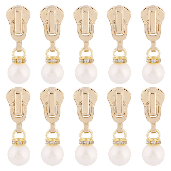 10 шт. круглые акриловые жемчужные и сплавные бегунки для молний, аксессуары для замены молнии, для чемодана, пакет, костюм