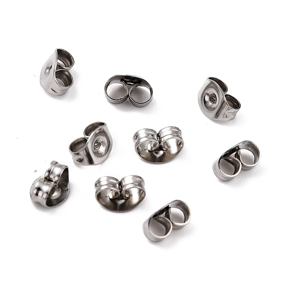 304 Stainless Steel Ear Nuts, Friction Earring Backs for Stud Earrings, 6x4.5x3mm, Hole: 0.8mm