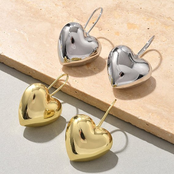 Сердце латунь болтаться серьги, без кадмия и без свинца, стойки покрытие