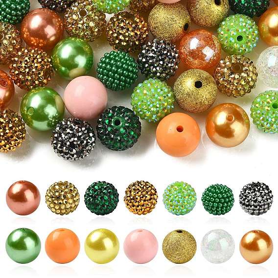 50 наборы для изготовления ювелирных изделий своими руками, включая прозрачные круглые акриловые бусины цвета AB с эффектом кракле, абс пластмасса имитация жемчужина круглые бусины