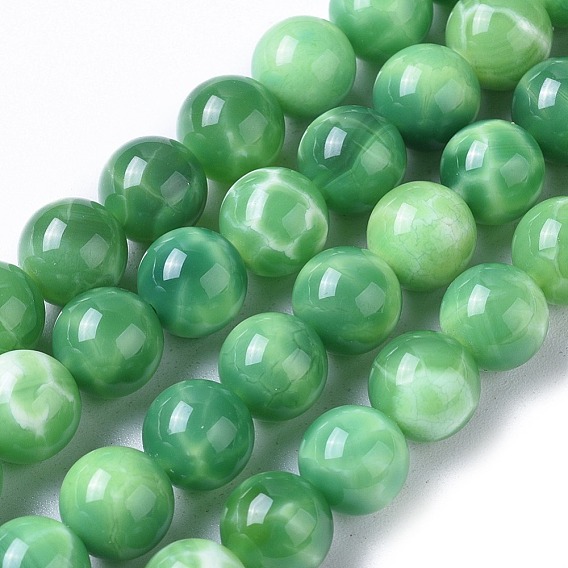 Paon naturelles perles en agate brins, teints et chauffée, ronde
