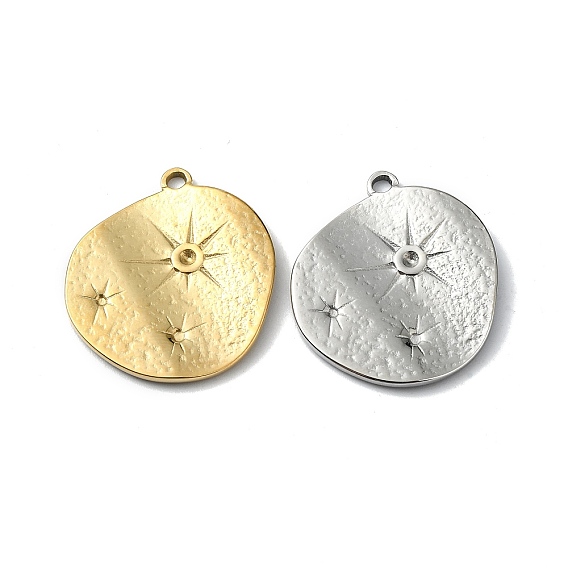 304 Настройки горный хрусталь из нержавеющей стали кулон, плоско-круглые