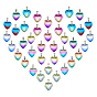 40Pcs 10 Colors Handmade Lampwork Pendants, Heart Charms