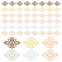 60pcs 6 colors Alloy Filigree Joiners, Flower, Hollow