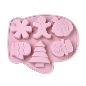 Christmas Food Grade Silicone Waffle Molds, Fondant Molds, for DIY Cake Decoration, Chocolate, Candy, UV Resin & Epoxy Resin Jewelry Making, Mixed Shapes