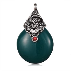 Antique Silver Plated Alloy Resin Teardrop Big Pendants, 43.5x26.5~27x16mm, Hole: 4~4.5mm