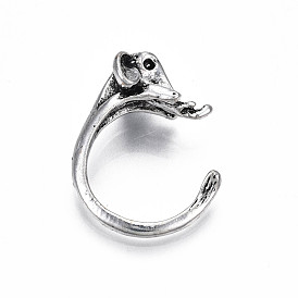 Alloy Elephant Open Cuff Ring for Women, Cadmium Free & Lead Free
