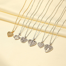 Brass Pave Crystal Rhinestone Pendant Necklaces for Wowen