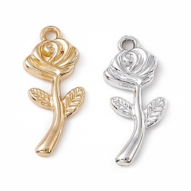 Alloy Pendants, Rose and Leaf Charm