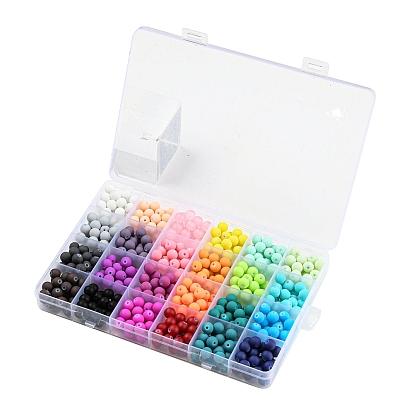 Opaque Spray Painting Beads, Frosted, Round