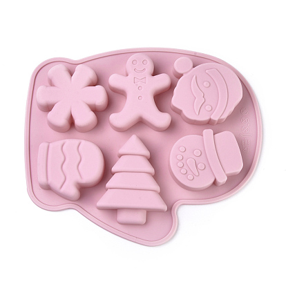 Christmas Food Grade Silicone Waffle Molds, Fondant Molds, for DIY Cake Decoration, Chocolate, Candy, UV Resin & Epoxy Resin Jewelry Making, Mixed Shapes