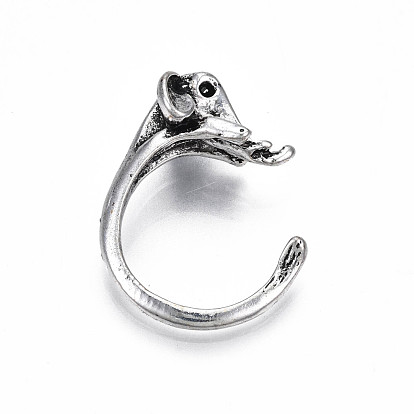 Alloy Elephant Open Cuff Ring for Women, Cadmium Free & Lead Free