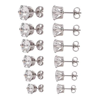 Zircons boucles d'oreille, avec les accessoires en acier inoxydable