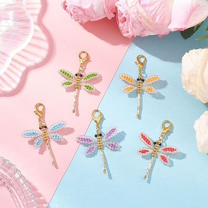 Подвеска из стеклянного бисера в виде стрекозы, с золотой сплава когтя омара застежками