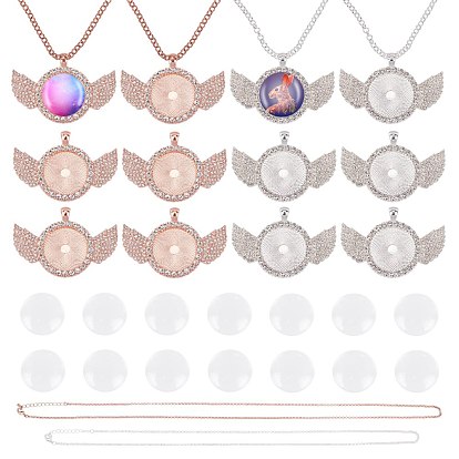 Наборы для изготовления ожерелий своими руками, ожерелья из железной тросовой цепи, подвеска из сплава со стразами и кабошоном, Прозрачные стеклянные кабошоны