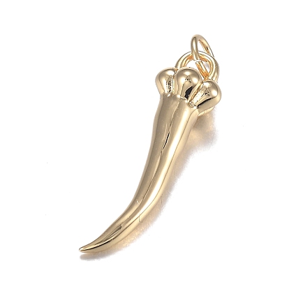 Brass Pendants, with Jump Rings, Long-Lasting Plated, Horn of Plenty, Italian Horn Cornicello