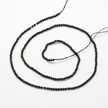 Faceted Natural Black Spinel Beads Strands, Round