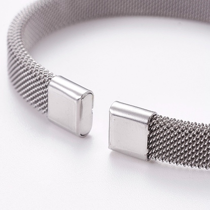 304 Stainless Steel Mesh Bangles, Cuff Bangles