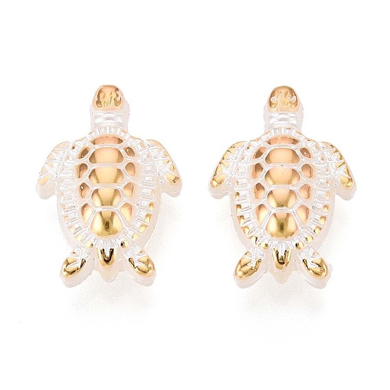 Абс пластиковые жемчужные бисера, черепаха, золотой металл обвитыми, с половиным покрытием