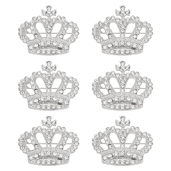 6 шт. брошь-корона с кристаллами и стразами, значок из сплава для рюкзака