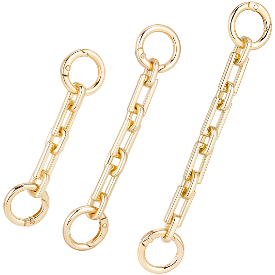 3шт. 3 стили прямоугольных звеньев из сплава, удлинительные цепочки для сумок, с поворотными застежками