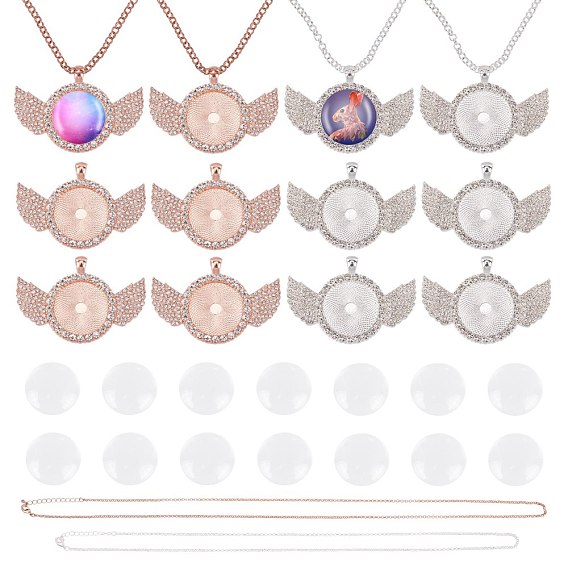 Наборы для изготовления ожерелий своими руками, ожерелья из железной тросовой цепи, подвеска из сплава со стразами и кабошоном, Прозрачные стеклянные кабошоны