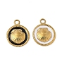 304 нержавеющей стальной эмали подвески, плоская круглая с подвеской из ракушек, золотые