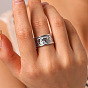 304 Stainless Steel Wide Band Finger Rings for Women, Moon Pattern