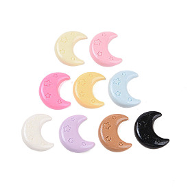 Opaque Resin Decoden Cabochons, Crescent Moon with Star