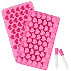 CRASPIRE Heart Shaped Fondant Molds, Food Grade Silicone Molds, For DIY Cake Decoration, Chocolate, Candy, UV Resin & Epoxy Resin Craft Making, with Plastic Dropper