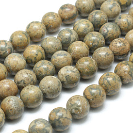 Round Natural Yellow Leopardskin Gemstone Bead Strands