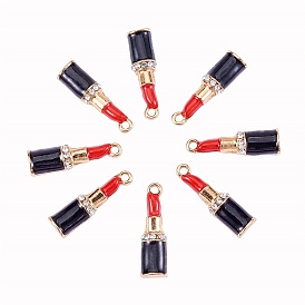 Подвески из эмалевого сплава с покрытием из легкого золота, с кристально горный хрусталь, губная помада