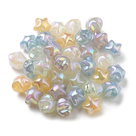 UV Plating Luminous Acrylic Beads, Iridescent, Star