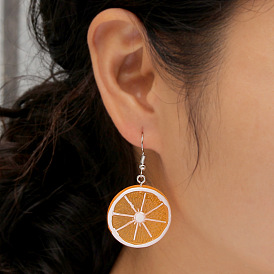 Fashion Lemon Slice Pendant Earrings - Simple Resin Fruit Ear Accessories for Women.