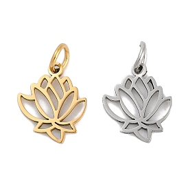 Ионное покрытие (ip) 304 брелоки из нержавеющей стали, с целью перехода в кольце, лазерная резка, очарование лотоса