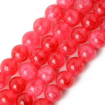 Natural Quartz Beads Strands, Dyed & Heated, Imitation Rhodochrosite, Round