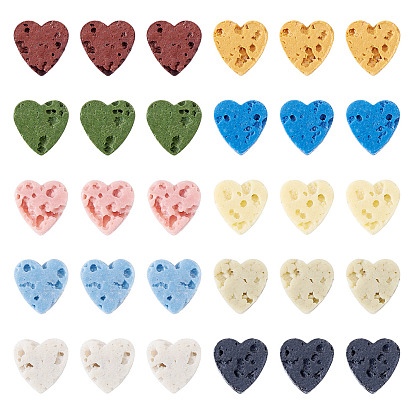 100 шт. 10 цвета синтетические окрашенные бусины из лавы, сердце