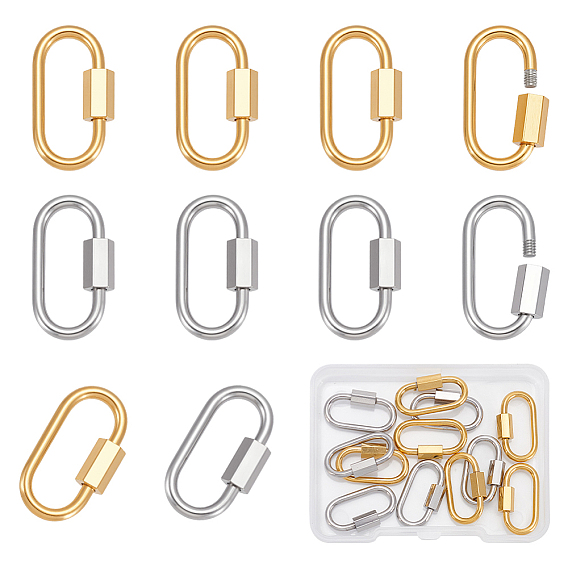 12 шт. 2 цвета 304 подвески-замки с винтовым карабином из нержавеющей стали, для изготовления ожерелий, быстрые ссылки, овальные