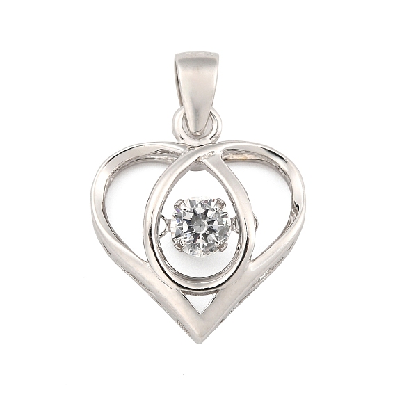 Подвески из тонкого серебра с прозрачными кубическими цирконами, сердечки с застежками и 999 штампом, родий