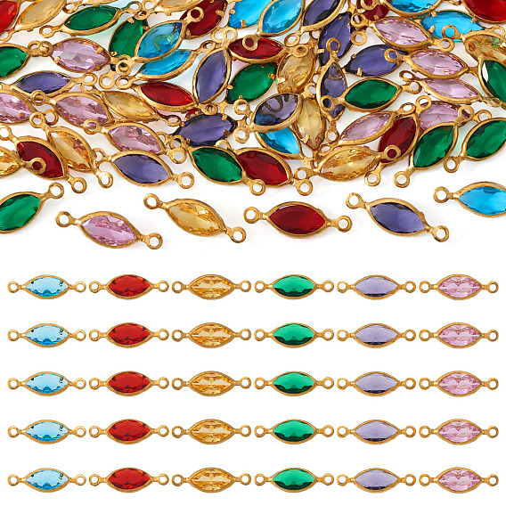 60 шт. 6 цвета латунь паве к9 подвески-соединители из стекла, ссылки на конский глаз, золотые