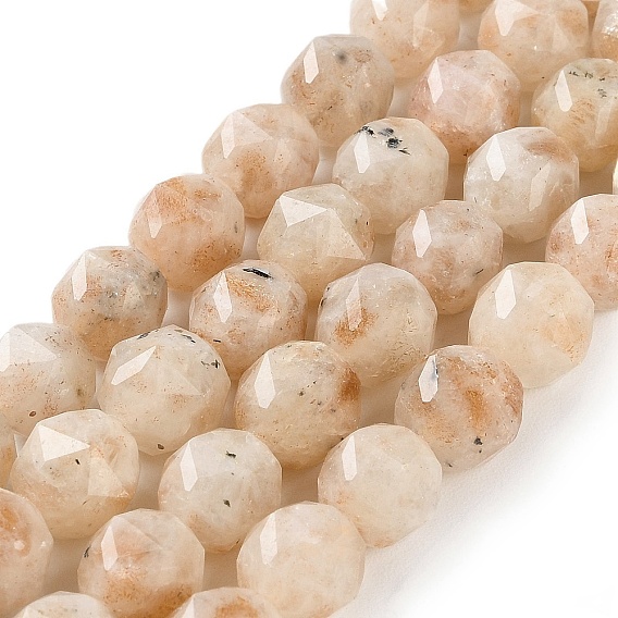 Natural Sunstone Beads Strands, Faceted, Double Hearted & Star Cut Beads