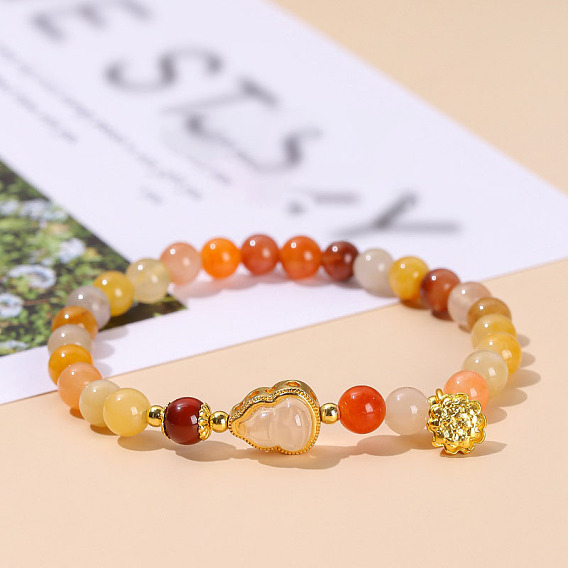 Природных драгоценных камней круглых бусин растянуть браслеты