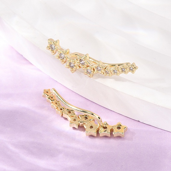 Серьги на гусеничном ходу из циркония, звезда, реальный 18 k позолоченный, без кадмия и без свинца, долговечный, стойки покрытие
