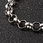 304 Stainless Steel Rolo Chain Bracelets, with Spring Ring Clasps, 215x9mm