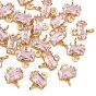 SHEGRACE Brass Pave Cubic Zirconia Rectangle Connector Charms, Cadmium Free & Nickel Free & Lead Free, Long-Lasting Plated