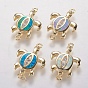Brass Links Connectors, with Synthetic Opal and Cubic Zirconia, Sea Turtle