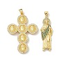 Латунные микро проложить кубического циркония подвески, Святой Иуда/крест с амулетами Девы Марии, долговечный, стойки покрытие, без свинца и без кадмия