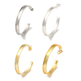 Rack Plating Brass Stud Half Hoop Earrings, with Ear Nuts, Long-Lasting Plated, Cadmium Free & Lead Free, C-shape